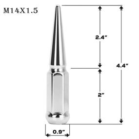 img 3 attached to Гайки-гвоздь для колес DYNOFIT 14 мм х 1,5 - набор из 24 штук хромированных гаек M14x1.5 с коническим углублением - серебристые гайки с закрытым концом для легкосплавных дисков Chevrolet Silverado - в комплекте ключ-головка.