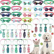 🌺 36-piece hawaii summer style pet tie set: includes 18 adjustable pet neck ties and 18 dog bow ties collars for casual wearing by dogs and cats with cute patterns logo