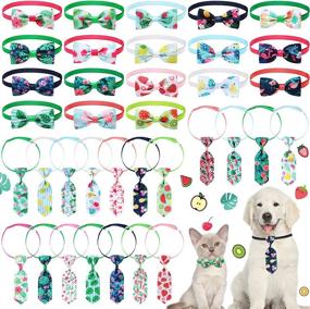 img 4 attached to 🌺 36-Piece Hawaii Summer Style Pet Tie Set: Includes 18 Adjustable Pet Neck Ties and 18 Dog Bow Ties Collars for Casual Wearing by Dogs and Cats with Cute Patterns