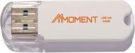 📸 mmoment mu50 64gb single pack usb 3.0 flash drive, data storage thumb drive with read speed up to 90mb/s, compact size memory stick, modern matte white (64gb-single pack) logo