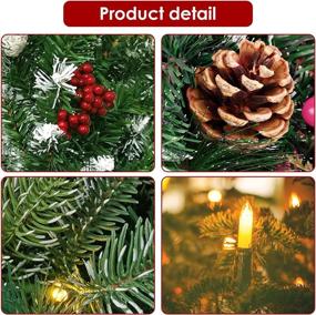 img 3 attached to 🎄 18-inch Pre-Lit Christmas Wreath with Battery Operated Timer, 50 LED Lights, Pine Cone, and Red Berries – Indoor and Outdoor Xmas Decoration for Front Doors & Fireplaces