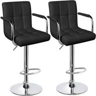 🪑 huracan set of 2 black swivel bar stools with arms - modern island chairs for kitchen - adjustable height and 360 degree swivel - with back and armrest - (black/white, 2pcs) logo