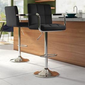 img 2 attached to 🪑 Huracan Set of 2 Black Swivel Bar Stools with Arms - Modern Island Chairs for Kitchen - Adjustable Height and 360 Degree Swivel - With Back and Armrest - (Black/White, 2pcs)