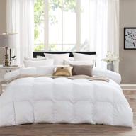 🛏️ premium egyptian cotton comforter with 750 fill power, 600 thread count cover, 70 oz fill weight, goose down alternative, in solid white color - king size logo