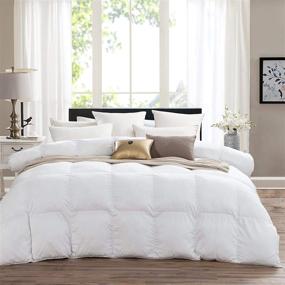 img 4 attached to 🛏️ Premium Egyptian Cotton Comforter with 750 Fill Power, 600 Thread Count Cover, 70 oz Fill Weight, Goose Down Alternative, in Solid White Color - King Size