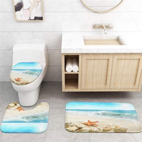 img 1 attached to 🌊 Beach Summer Seascape Starfish Coastline Ocean Sunny Shower Curtain Set with Non-Slip Rugs Toilet Lid Cover and Bath Mat - ArtSocket 4 Pcs Bathroom Decor Set 72" x 72