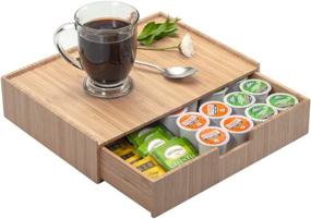 img 4 attached to 🎋 Bamboo Drawer Organizer for K-Cups, Coffee, Tea, and Espresso Pods, Condiments, Accessories – Ideal for Kitchens, Office Break Rooms