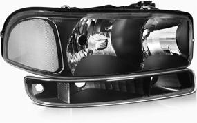 img 2 attached to 🚗 ECCPP Black Headlight Assembly Set with Bumper Light for GMC Sierra 1500 2500 3500, 1500 HD 2500 HD, 1500 HD/2500 HD/3500 Classic, Yukon, Yukon XL 1500 2500 (1999-2007)