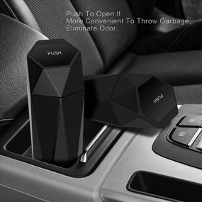 img 2 attached to 🚗 SZEOF Car Trash Can with Lid – Portable & Stylish Mini Garbage Bin for Cars, Home, Office, and More (1 Pack, Black)