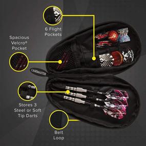 img 3 attached to Flat Profile Casemaster Quiver with 6 Slim Pockets for Accessories - Holds 3 Steel Tip or Soft Tip Darts, Includes Mesh Pocket for Loose Items