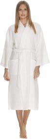 img 4 attached to Waffle Robe for Women by BOCA TERRY: Luxurious Waffle Knit Robe, Long Cotton Kimono Bathrobe for Hotel-Style Comfort