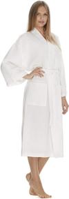 img 3 attached to Waffle Robe for Women by BOCA TERRY: Luxurious Waffle Knit Robe, Long Cotton Kimono Bathrobe for Hotel-Style Comfort