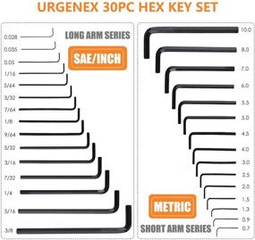 img 3 attached to Набор шестигранных ключей Allen URGENEX 31 предмет - крутящего момента стержень - ручка в форме буквы Т, дюймовая/метрическая система, длинные/короткие рычаги - в комплекте портативный футляр.