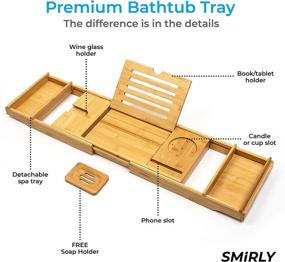 img 1 attached to 🛁 Enhance Your Bathing Experience with the SMIRLY Bamboo Bathtub Tray Expandable: A Versatile Bath Tray for Luxury and Relaxation