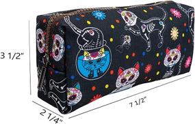 img 2 attached to 🎃 LParkin Day of the Dead Cats Pencil Case: A Vibrant Dia de los Muertos Gadget Box!