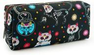 🎃 lparkin day of the dead cats pencil case: a vibrant dia de los muertos gadget box! logo