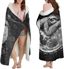 img 3 attached to LOONG DESIGN Black Sleep Sloth Throw Blanket: Super Soft, Fluffy Sherpa Fleece 🦥 - 50'' x 60'' - Perfect for Sofa, Bed, Office, Travel, Camping - Ideal Gift