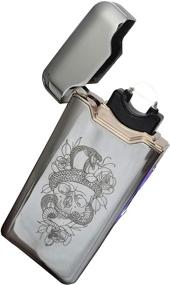 img 1 attached to 🐍 Vizliter Rechargeable Electric Lighter - Super Arc, Windproof & Flameless - Silver Snake Skull Design - Perfect for Grill, Candles, Camping, BBQ, Kitchen