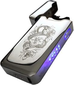 img 4 attached to 🐍 Vizliter Rechargeable Electric Lighter - Super Arc, Windproof & Flameless - Silver Snake Skull Design - Perfect for Grill, Candles, Camping, BBQ, Kitchen