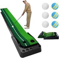 🏌️ seisso golf putting green mat, 10ft portable putting mat with auto ball return feature - perfect golf gift & game for indoor, home & office use - outdoor golf lover equipment incl. 6 balls logo