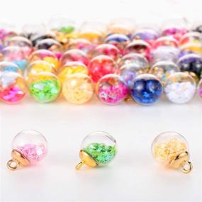 img 1 attached to Colorful Glass Ball Charms with Shining Stars, Heart-shaped Sequins, and Peach Heart Sequins - 16mm Crystal Glass Ball Pendants for Jewelry Making Supplies, Ideal for DIY Necklace Bracelet Crafts