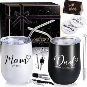 img 4 attached to 🍼 2021 Est. New Parents Wine Tumbler Set: Perfect Christmas Gifts for Mom, Dad, and New Moms - Ideal Baby Shower & Pregnancy Announcement Gifts for Couples