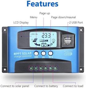 img 3 attached to Fuhuihe 100A MTTP Solar Charge Controller: Intelligent Regulator with LCD Display and Dual USB Port for Home, Industry, Commercial - Overcurrent Protection - Blue