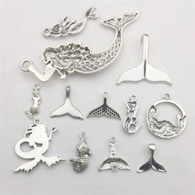 img 1 attached to 🧜 48pcs Mixed Antique Silver Ocean Sealife Mermaid Charms Pendants - DIY Beads for Bracelet & Necklace Making (M134)