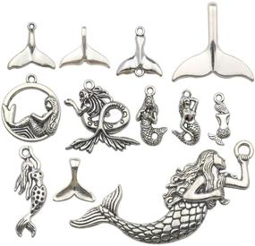 img 4 attached to 🧜 48pcs Mixed Antique Silver Ocean Sealife Mermaid Charms Pendants - DIY Beads for Bracelet & Necklace Making (M134)