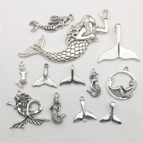img 2 attached to 🧜 48pcs Mixed Antique Silver Ocean Sealife Mermaid Charms Pendants - DIY Beads for Bracelet & Necklace Making (M134)