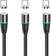 🔌 netdot gen12 usb-c [три 3.3 футовых кабеля, черные] магнитный кабель быстрой зарядки и передачи данных для устройств с type-c. логотип