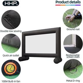 img 1 attached to HHP 16-Foot Inflatable Outdoor Movie Screen, Seam-Free Design - Blow Up Mega Movie Projector Screen with Powerful 100W Built-in Fan - Supports Front and Rear Projection - Easy Setup