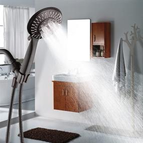 img 2 attached to 🚿 BRIGHT SHOWERS 9 Spray Settings Handheld Shower Head - High Pressure Oil-Rubbed Bronze - 60 Inch Flexible Shower Hose - Adjustable Shower Arm Mount Bracket: Upgrade Your Shower Experience!