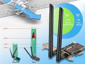 img 2 attached to OSGEAR 1200Mbps PCIe Беспроводная WiFi карта с Bluetooth 4.0 - Адаптер высокой скорости двухдиапазонной сети для Windows 10 8 7 XP.