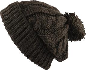 img 4 attached to 🧣 Warm Winter Oversized Chunky Pom Pom Fleece-Lined Knit Beanie from The Hat Depot