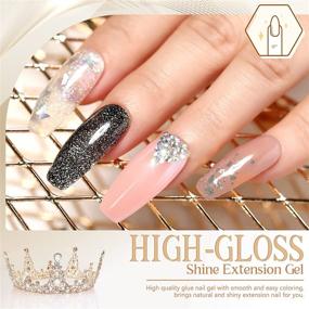 img 2 attached to 💅 Modelones Poly Nail Extension Gel Kit - 6 Colors All-In-One Poly Nails Gel Kit with Nude, Clear, Black, Pink Shades; Builder Glue Gel, Nail Lamp, Base & Top Coat Set; Nail Forms, French Manicure Set for DIY Beginners at Home