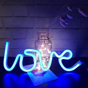 img 4 attached to Love Neon Sign for Bedroom - USB/Battery Powered Neon Light for Wall, LED Neon Sign for Girls Room or Living Room Décor, Blue - Perfect for Christmas Party, Wedding, Kids Room Decoration