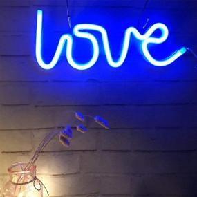 img 1 attached to Love Neon Sign for Bedroom - USB/Battery Powered Neon Light for Wall, LED Neon Sign for Girls Room or Living Room Décor, Blue - Perfect for Christmas Party, Wedding, Kids Room Decoration