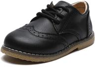 👞 cosankim toddler classic leather lace up boys' loafer shoes: stylish and comfy! logo