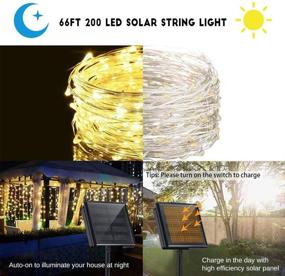 img 3 attached to Homemory 66ft Solar String Lights - 2 Pack, Waterproof Fairy Lights with 200 LEDs, Copper Wire Twinkle Lights for Outdoor/Indoor Christmas Decor, Patio, Yard (Warm White)