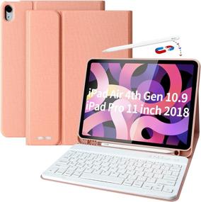 img 4 attached to 🔋 iPad Air 4th Generation Keyboard Case with Pencil Holder - Slim Bluetooth Keyboard Cover for iPad 10.9 2020 and iPad 11 Pro 2018, Boost Your Productivity with this Convenient iPad Air 4 Gen Keyboard Case