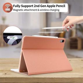 img 2 attached to 🔋 iPad Air 4th Generation Keyboard Case with Pencil Holder - Slim Bluetooth Keyboard Cover for iPad 10.9 2020 and iPad 11 Pro 2018, Boost Your Productivity with this Convenient iPad Air 4 Gen Keyboard Case