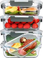 🍱 [5-pack, 36 oz.] glass meal prep containers with lifetime snap locking lids – airtight glass food containers for lunch, microwave, oven, freezer, and dishwasher (4.5 cup capacity) логотип