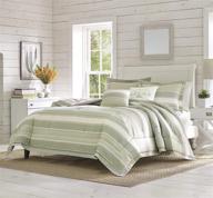 🌿 tommy bahama serenity bedding collection queen set - luxury ultra soft breathable cotton comforter, all season four-piece premium bed set for home & hotel décor - green logo