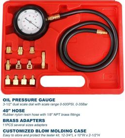 img 3 attached to JIFETOR Engine Oil Pressure Gauge Transmission Fluid Diagnostic Tester Tool Kit: 12PCS, 500psi Automatic Gearbox Pressure Meter with Hose and Adapters