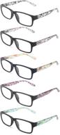 👓 novivon blue light blocking reading glasses - 5 pack, uv ray & glare filtering fashion readers for women/men, eyeglasses logo