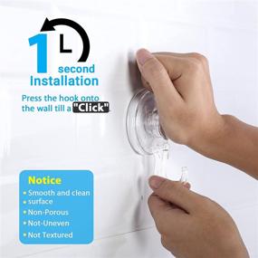img 3 attached to Suction Cup Hooks: Quntis 4PCS Heavy Duty Large Clear Shower Hooks - Ideal for Hanging Towels, Bathrobes, Loofahs, and More - Easy to Install!