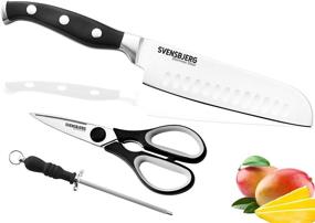 img 3 attached to 🔪 Svensbjerg Professional Kitchen Knife Set - Santoku, Cooking, Scissor, Sharpener - High-End Stainless Steel Cutlery - German Brand SB-KS202