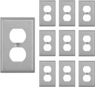 🔌 dewenwils 10-pack metal wall plates: reliable duplex outlet cover plate for switches & receptacles – corrosion resistant, brushed finish, silver – etl listed logo