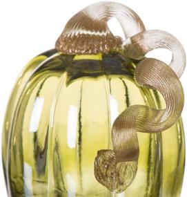 img 1 attached to 🎃 Handmade Green Crackle Glass Pumpkin Table Accent by Glitzhome, 5.52 Inches